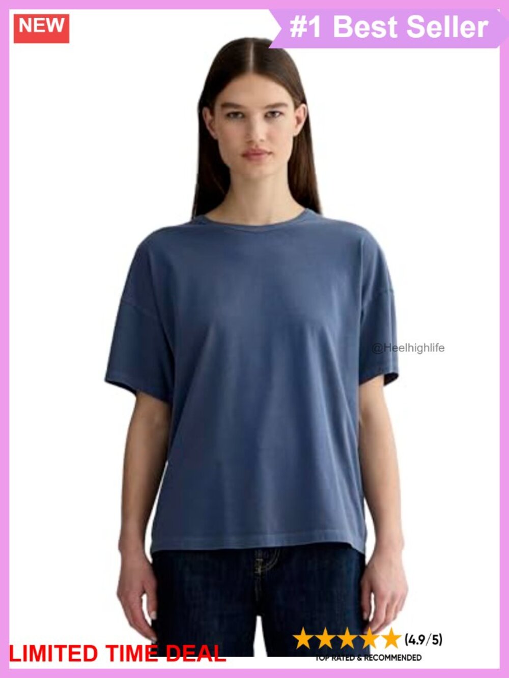 Everlane The Boyfriend Tee Essential Cotton Oversized Crew Neck Short Sleeve